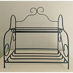 Vintage Longaberger Basket Scroll Wrought Iron Bakers Rack, 17.5"H x 16"L x 9"D